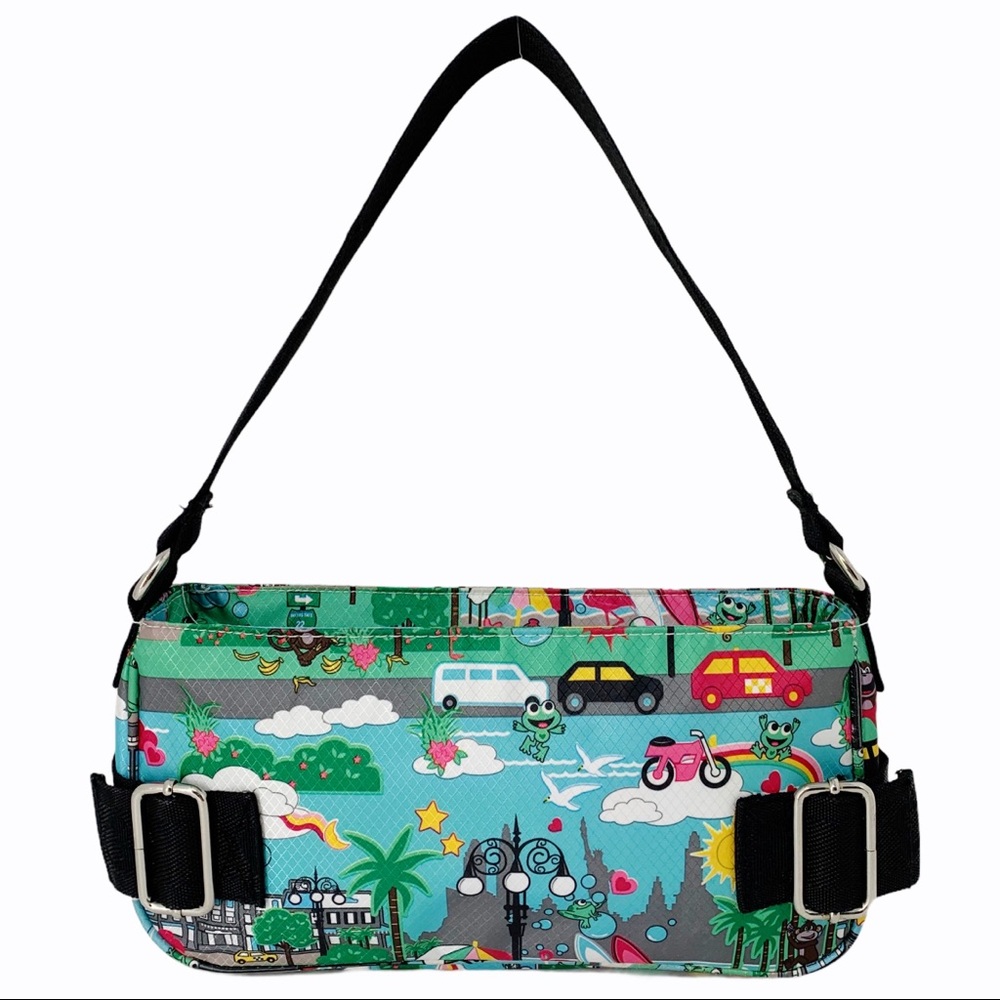 Tiny Shoulder Purse with “Frog Town” Graphics